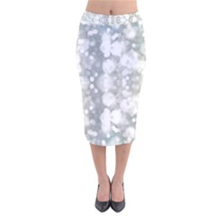 Light Circles, Watercolor Art Painting Velvet Midi Pencil Skirt