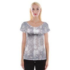 Light Circles, Rouge Aquarel Painting Women s Cap Sleeve Top