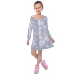 Light Circles, Rouge Aquarel Painting Kids  Long Sleeve Velvet Dress by picsaspassion