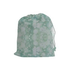 Light Circles, Mint Green Color Drawstring Pouches (large)  by picsaspassion