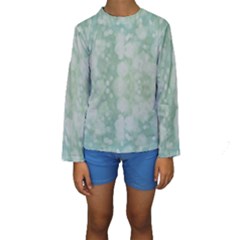 Light Circles, Mint Green Color Kids  Long Sleeve Swimwear