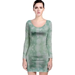 Light Circles, Mint Green Color Long Sleeve Bodycon Dress