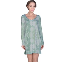 Light Circles, Mint Green Color Long Sleeve Nightdress