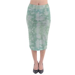 Light Circles, Mint Green Color Midi Pencil Skirt