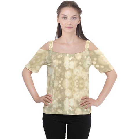 Light Circles, Brown Yellow Color Women s Cutout Shoulder Tee by picsaspassion