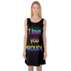 I Love You Proudly Sleeveless Satin Nightdress by Valentinaart