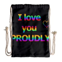 I Love You Proudly Drawstring Bag (large) by Valentinaart