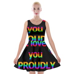 I Love You Proudly Velvet Skater Dress