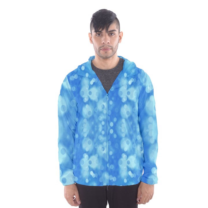 Light Circles, dark and light blue color Hooded Wind Breaker (Men)