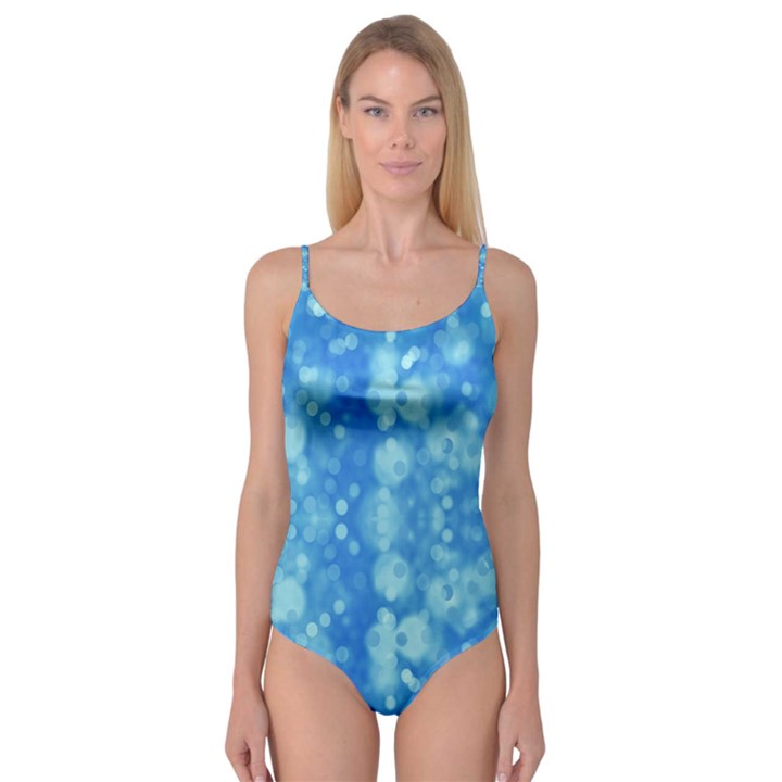 Light Circles, dark and light blue color Camisole Leotard 