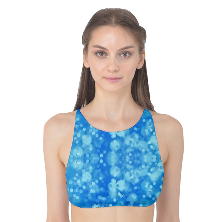 Light Circles, dark and light blue color Tank Bikini Top