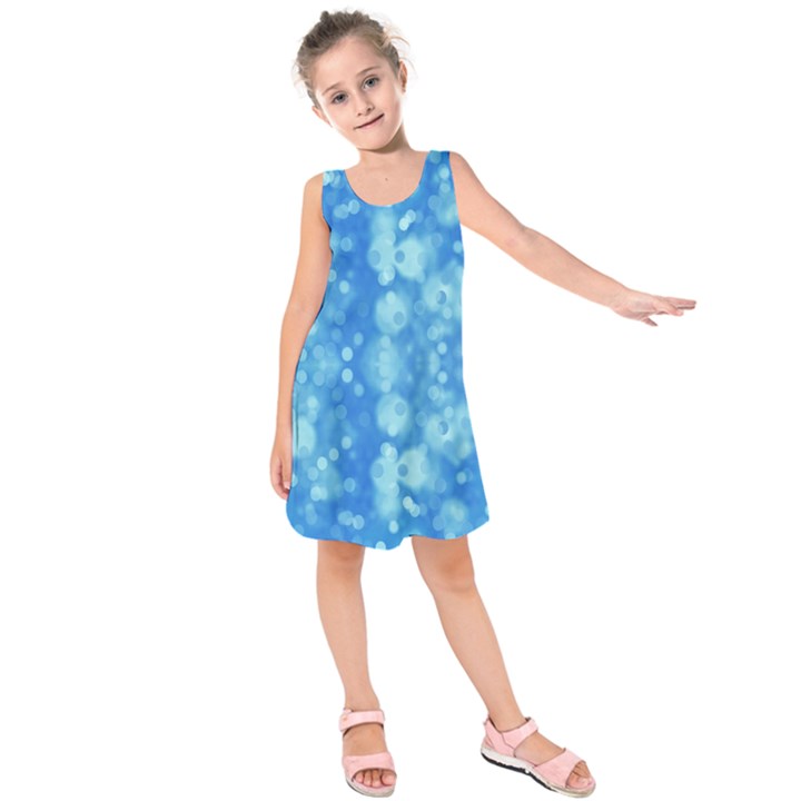 Light Circles, dark and light blue color Kids  Sleeveless Dress