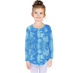 Light Circles, Dark And Light Blue Color Kids  Long Sleeve Tee