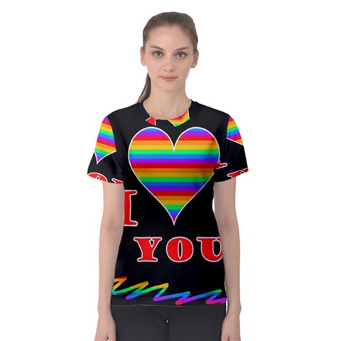 I Love You Women s Sport Mesh Tee by Valentinaart