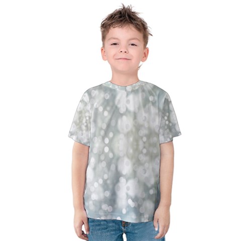 Light Circles, Blue Gray White Colors Kids  Cotton Tee by picsaspassion