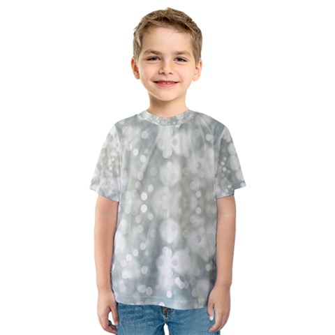 Light Circles, Blue Gray White Colors Kids  Sport Mesh Tee by picsaspassion