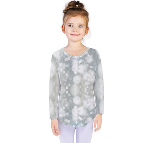 Light Circles, Blue Gray White Colors Kids  Long Sleeve Tee by picsaspassion