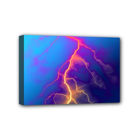 Lightning Colors, Blue Sky, Pink Orange Yellow Mini Canvas 6  X 4  by picsaspassion