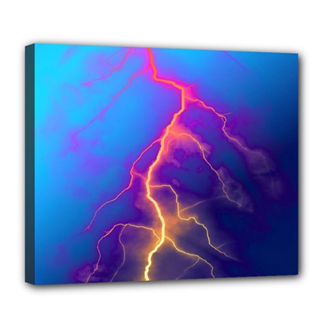 Lightning Colors, Blue Sky, Pink Orange Yellow Deluxe Canvas 24  X 20  