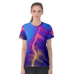 Lightning Colors, Blue Sky, Pink Orange Yellow Women s Cotton Tee