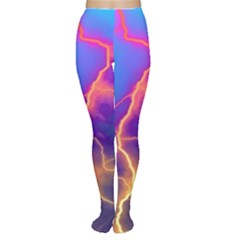 Lightning Colors, Blue Sky, Pink Orange Yellow Women s Tights by picsaspassion