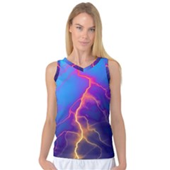 Lightning Colors, Blue Sky, Pink Orange Yellow Women s Basketball Tank Top