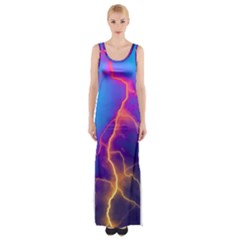 Lightning Colors, Blue Sky, Pink Orange Yellow Maxi Thigh Split Dress