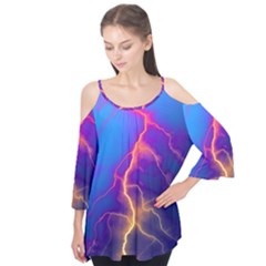 Lightning Colors, Blue Sky, Pink Orange Yellow Flutter Tees