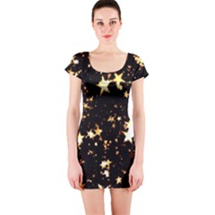 Golden Stars In The Sky Short Sleeve Bodycon Dress