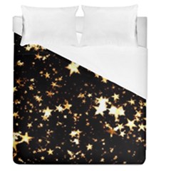 Golden Stars In The Sky Duvet Cover (queen Size)