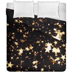 Golden Stars In The Sky Duvet Cover Double Side (california King Size)