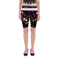 Golden Stars In The Sky Yoga Cropped Leggings