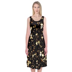 Golden Stars In The Sky Midi Sleeveless Dress