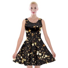 Golden Stars In The Sky Velvet Skater Dress