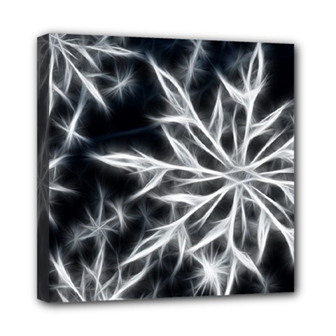 Snowflake In Feather Look, Black And White Mini Canvas 8  X 8 