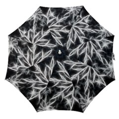 Snowflake In Feather Look, Black And White Straight Umbrellas