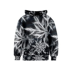 Snowflake In Feather Look, Black And White Kids  Pullover Hoodie