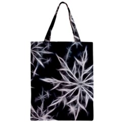 Snowflake In Feather Look, Black And White Zipper Classic Tote Bag