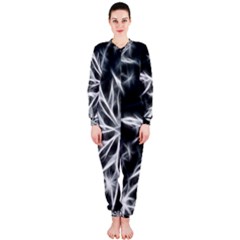 Snowflake In Feather Look, Black And White Onepiece Jumpsuit (ladies)  by picsaspassion