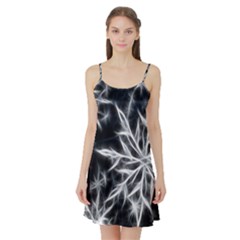 Snowflake In Feather Look, Black And White Satin Night Slip