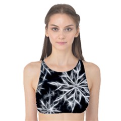 Snowflake In Feather Look, Black And White Tank Bikini Top