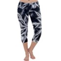 Snowflake in feather look, black and white Capri Yoga Leggings View1