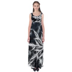 Snowflake In Feather Look, Black And White Empire Waist Maxi Dress