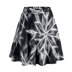 Snowflake In Feather Look, Black And White High Waist Skirt