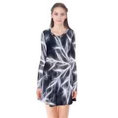 Snowflake In Feather Look, Black And White Flare Dress