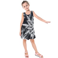 Snowflake In Feather Look, Black And White Kids  Sleeveless Dress by picsaspassion