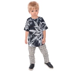 Snowflake In Feather Look, Black And White Kids  Raglan Tee