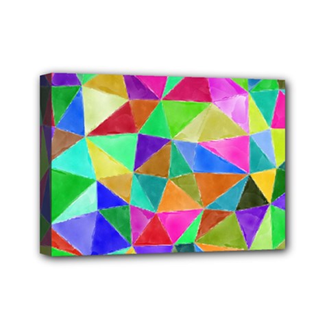 Triangles, Colorful Watercolor Art  Painting Mini Canvas 7  X 5 