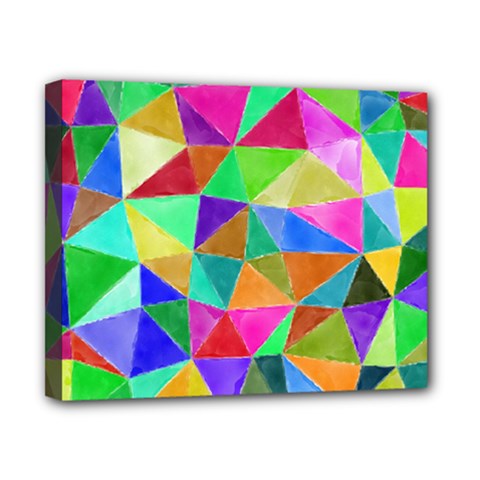 Triangles, Colorful Watercolor Art  Painting Canvas 10  X 8 