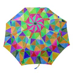 Triangles, Colorful Watercolor Art  Painting Folding Umbrellas